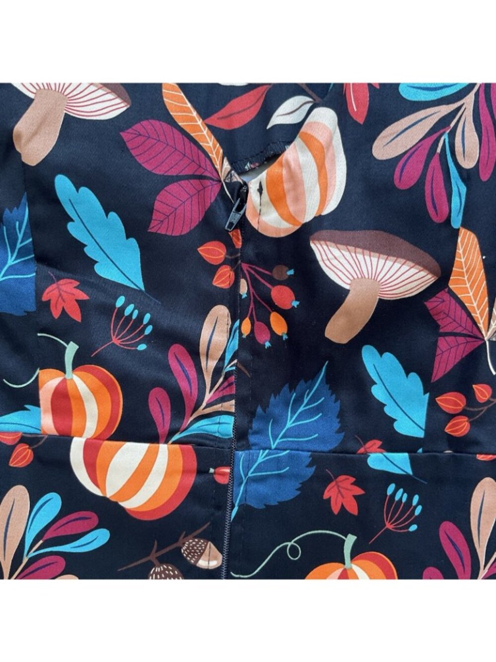 Eva Rose Women’s Pumpkin & Leaves Retro Print Dress 3/4 Sleeves Printed Size L - Picture 9 of 9